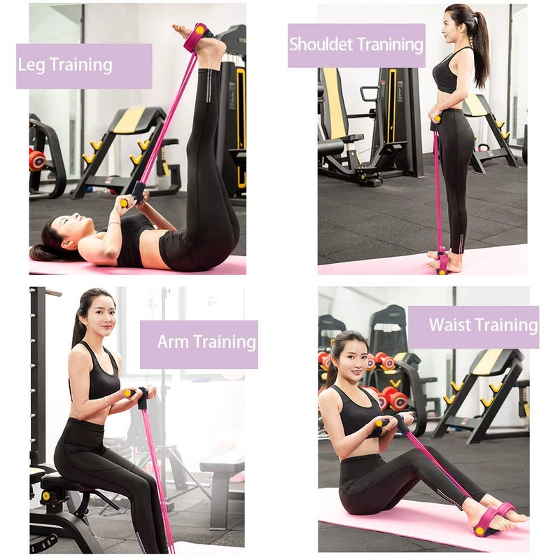 FateFan Multifunction Tension Rope, 6-Tube Elastic Yoga Pedal Puller Resistance Band, Natural Latex Tension Rope Fitness Equipment, for Abdomen/Waist/Arm/Leg Stretching Slimming Training (Pink) - Image 4
